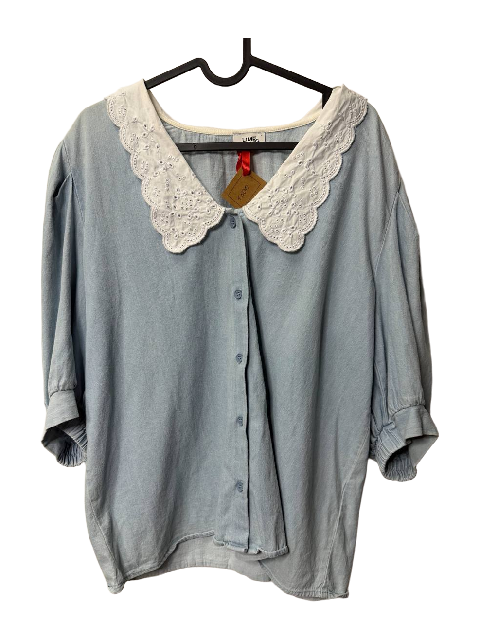 LIME Contrast-collar blouse