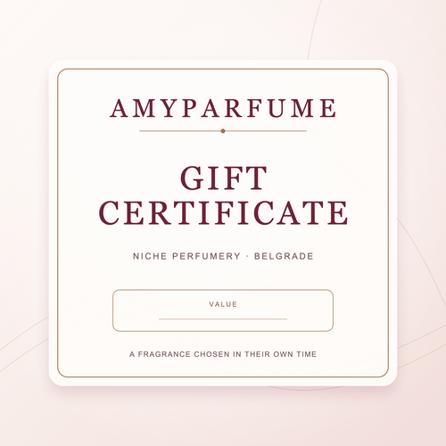 AMYPARFUME gift certificate for niche perfume in Belgrade